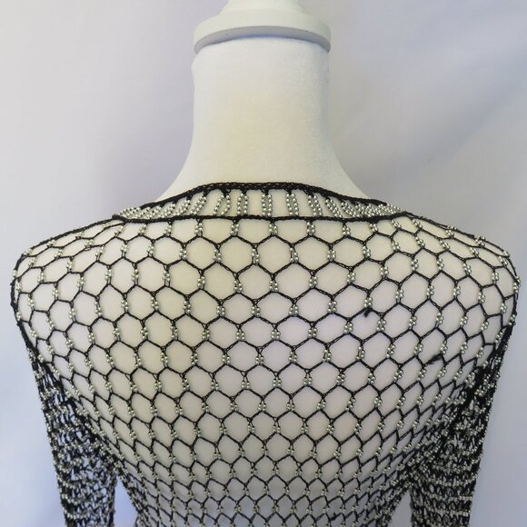 Black and Silver Beaded Slinky Net Sweater Cardigan Evening Wear..........1124 - Picture 7 of 10